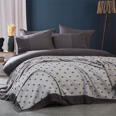 Nazik Home Çift Kişilik NevreSimli Pike Seti Venüs Gri