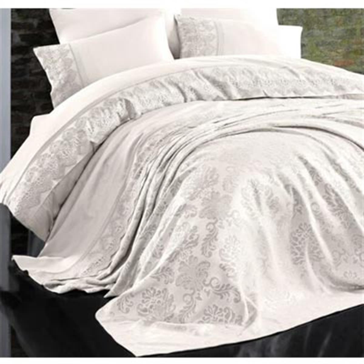 Nazik Home Çift Kişilik Nevresimli Pike Takımı Valeria Krem 7 Parça