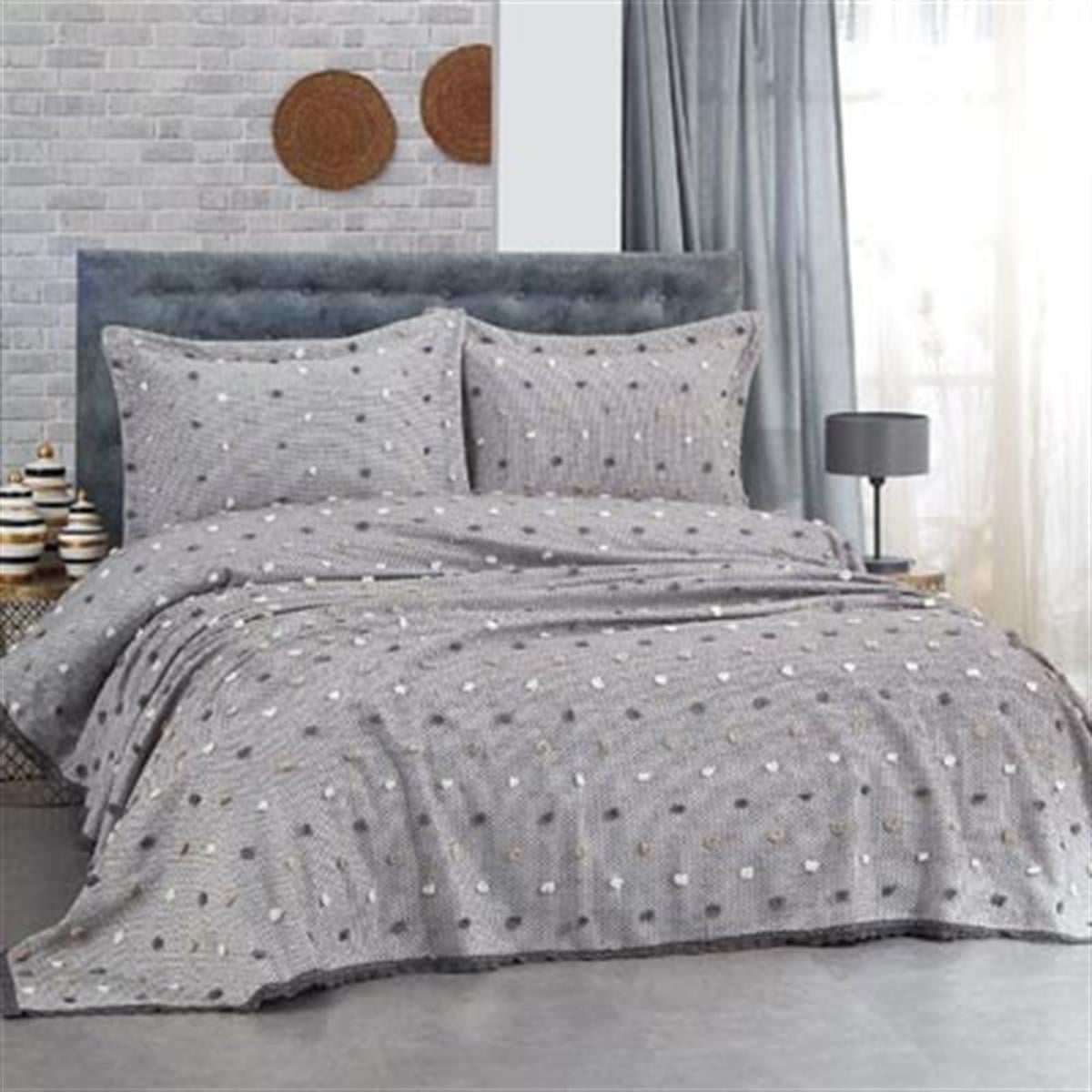 Nazik Home Çift Kişilik Yatak Örtusu Venus Gri