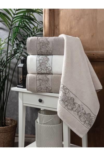 Pupilla 4'li Penye Jakarlı Nakışlı Havlu Zakkum 50x90 Cm