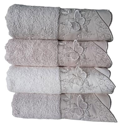 Pupilla 4'lü Paket Bambu 50*90 Nakışlı Havlu Lena