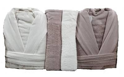 Pupilla 6 Parça Aile Bornoz Seti Bambo Elegant Gül Kurusu-Ekru