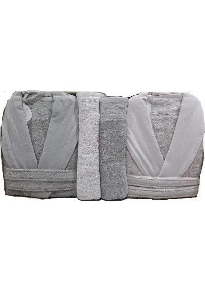 Pupilla 6 Parça Aile Bornoz Seti Bambu Elegant Pudra Gri