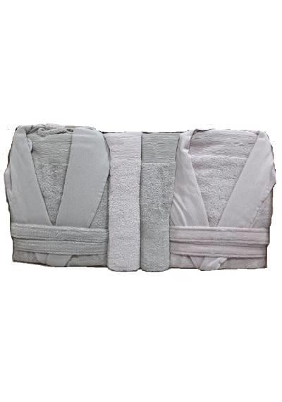 Pupilla 6 Parça Aile Bornoz Seti Bambu Elegant Pudra Cappuccino