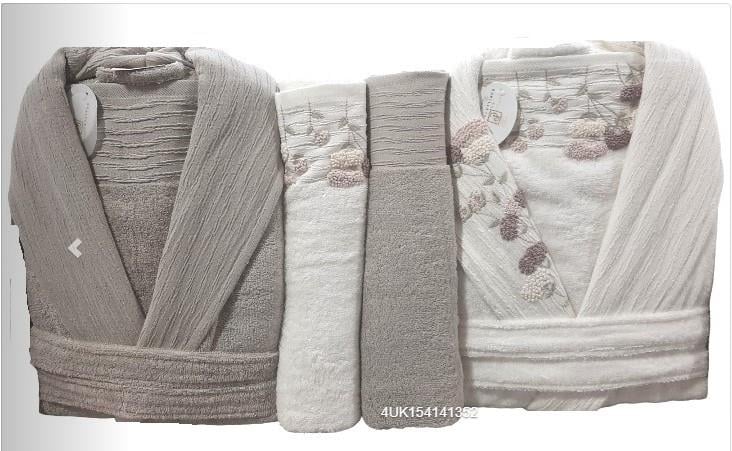 Pupilla 6 Parça Aile Bornoz Seti Penye Talia Ekru-Cappuccino