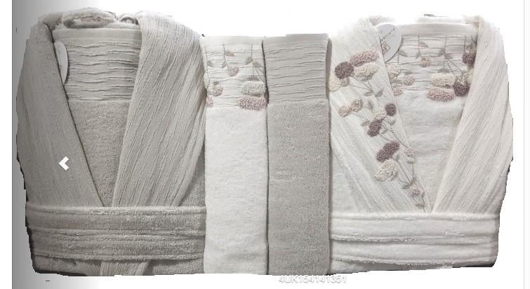 Pupilla 6 Parça Aile Bornoz Seti Penye Talia Ekru-Krem