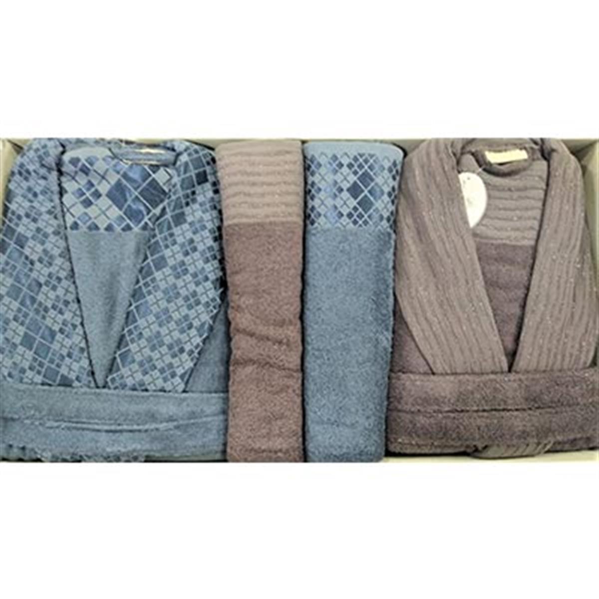 PUPİLLA AİLE BORNOZ SET BAMBU FORMEN-FRİDA K.MÜRDÜM-LACİVERT