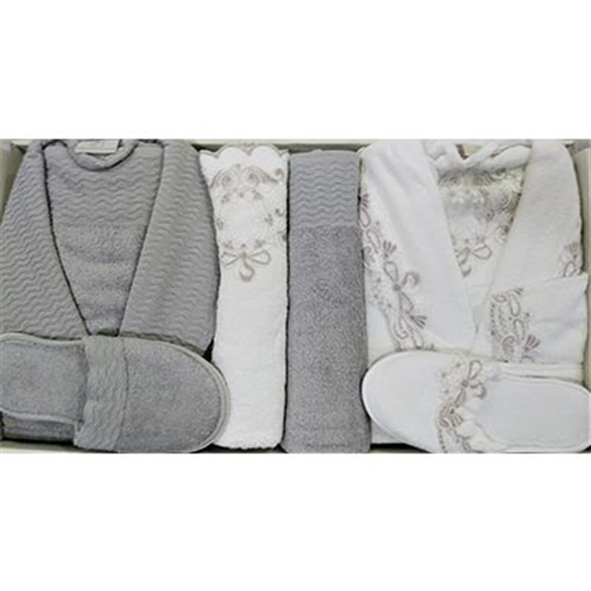 PUPİLLA AİLE BORNOZ SET BAMBU SANTANA LİLA - BEJ