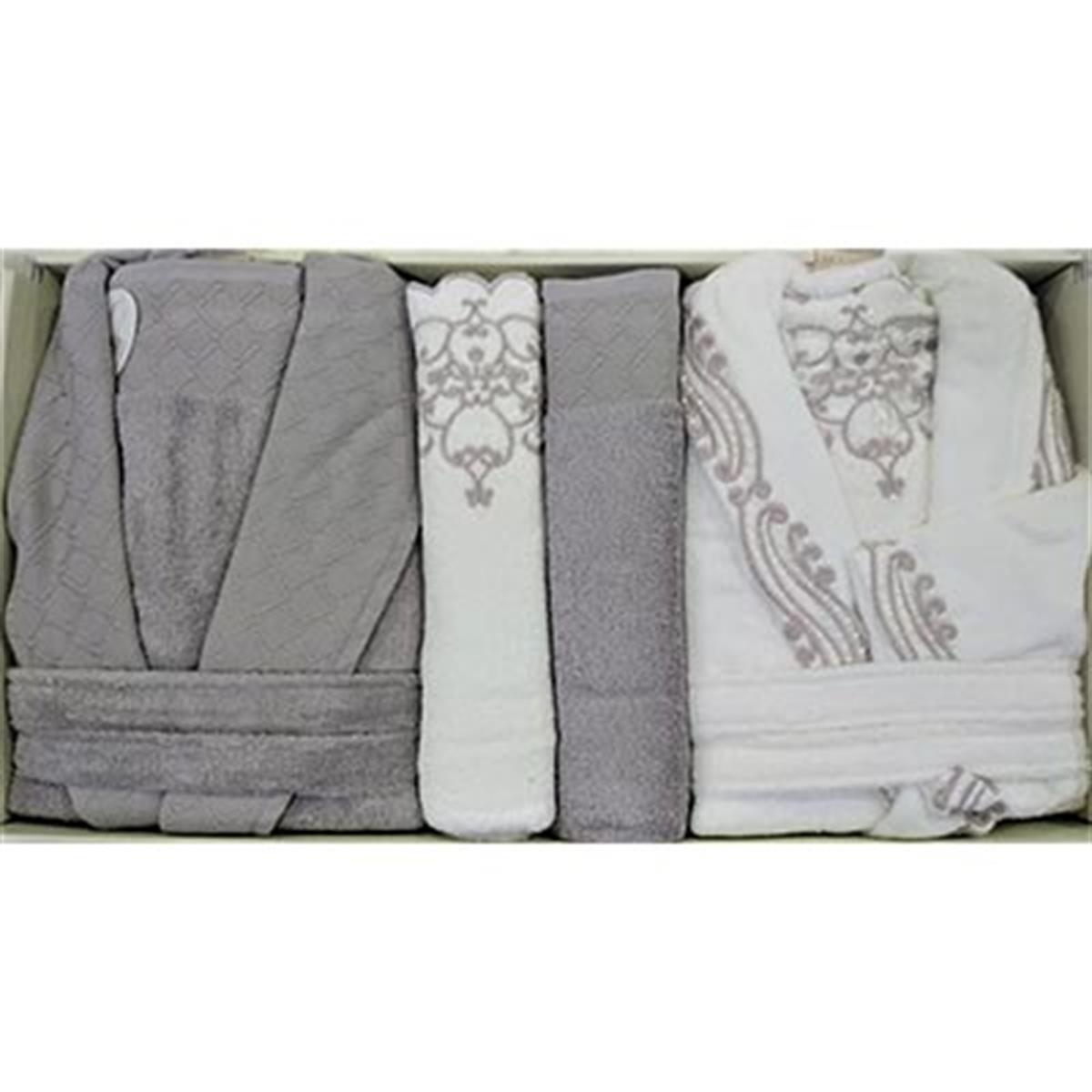 PUPİLLA AİLE BORNOZ SET BAMBU WİLMA EKRU - GRİ