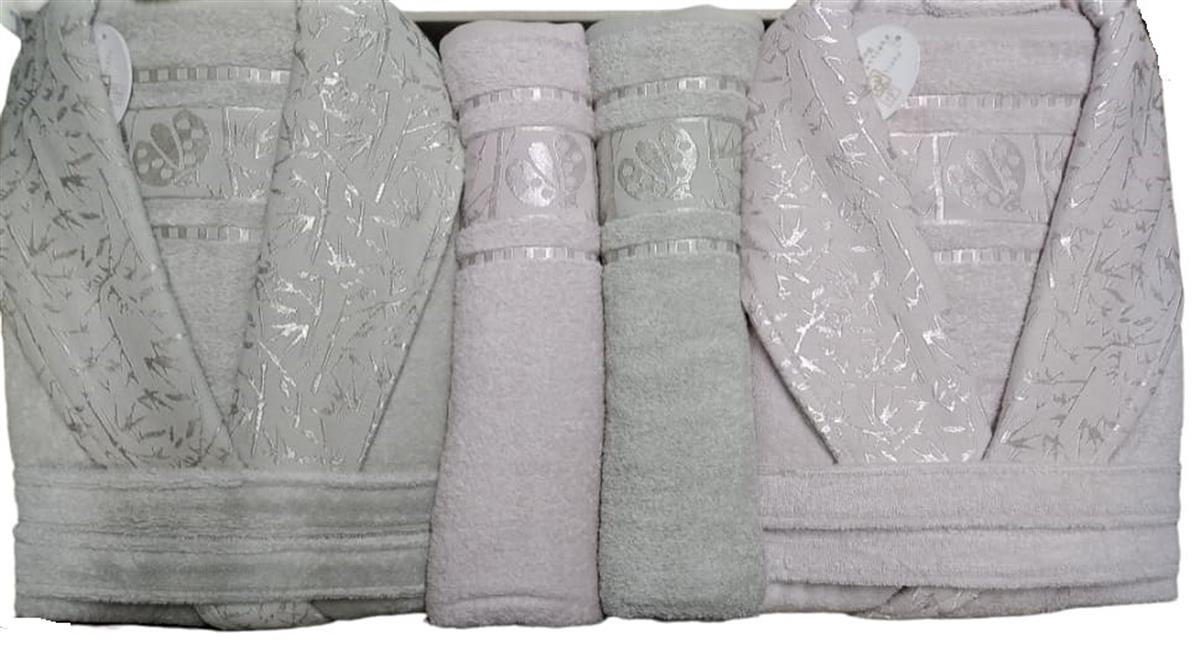 Pupilla Aile Bornoz Seti Bambo Silver Pudra-Bej