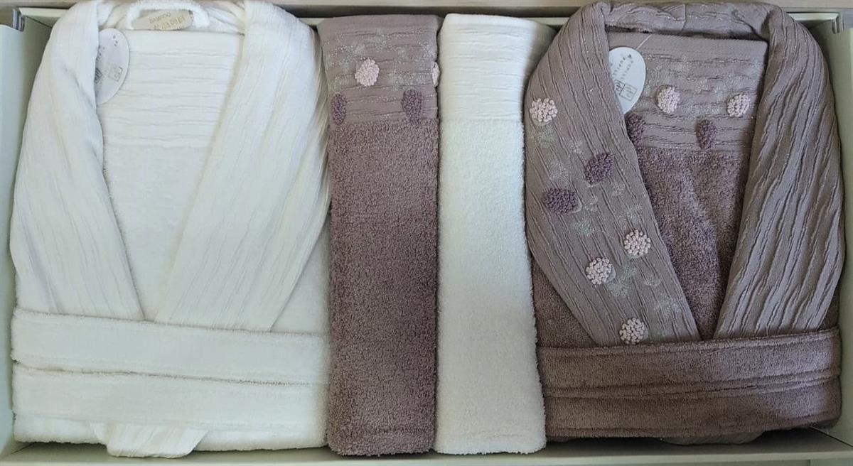 Pupilla Aile Bornoz Seti Bambu Luiza Ekru-Mürdüm