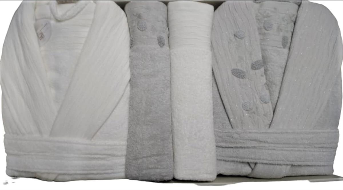 Pupilla Aile Bornoz Seti Bambu Luiza Yeşil-Ekru