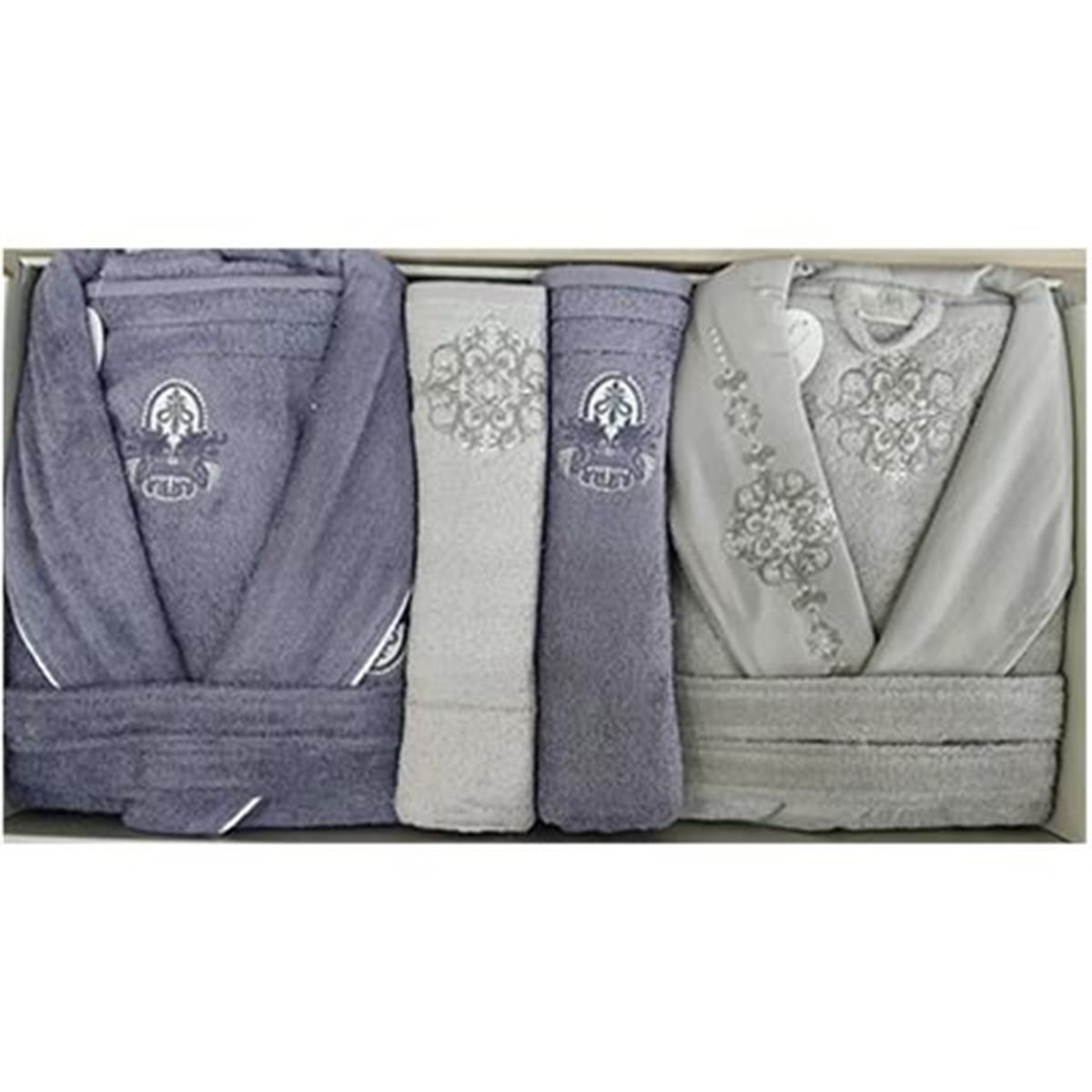 PUPİLLA AİLE BORNOZ SETİ BAMBU MOONLİGT TAŞ - FÜME