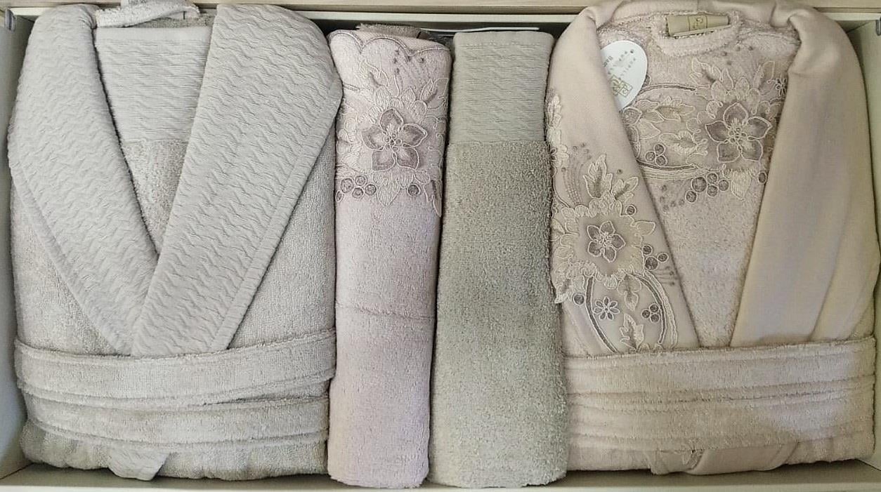 Pupilla Aile Bornoz Seti Bambu Vanetta Pudra - Keten