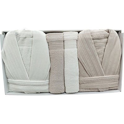 Pupilla Aile Bornoz Seti Cotton Athena Ekru - Pudra
