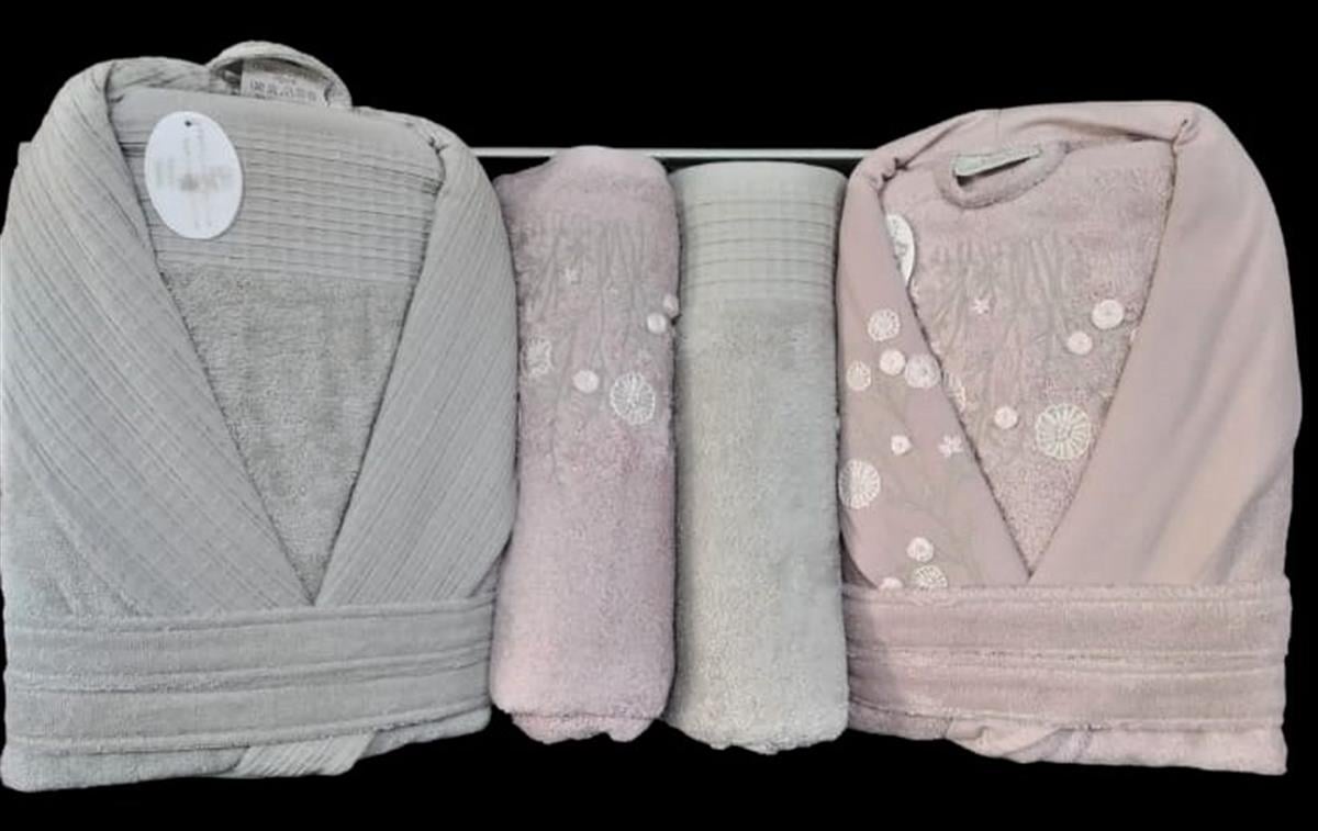 Pupilla Aile Bornoz Seti Penye Elnur Bej-Pudra