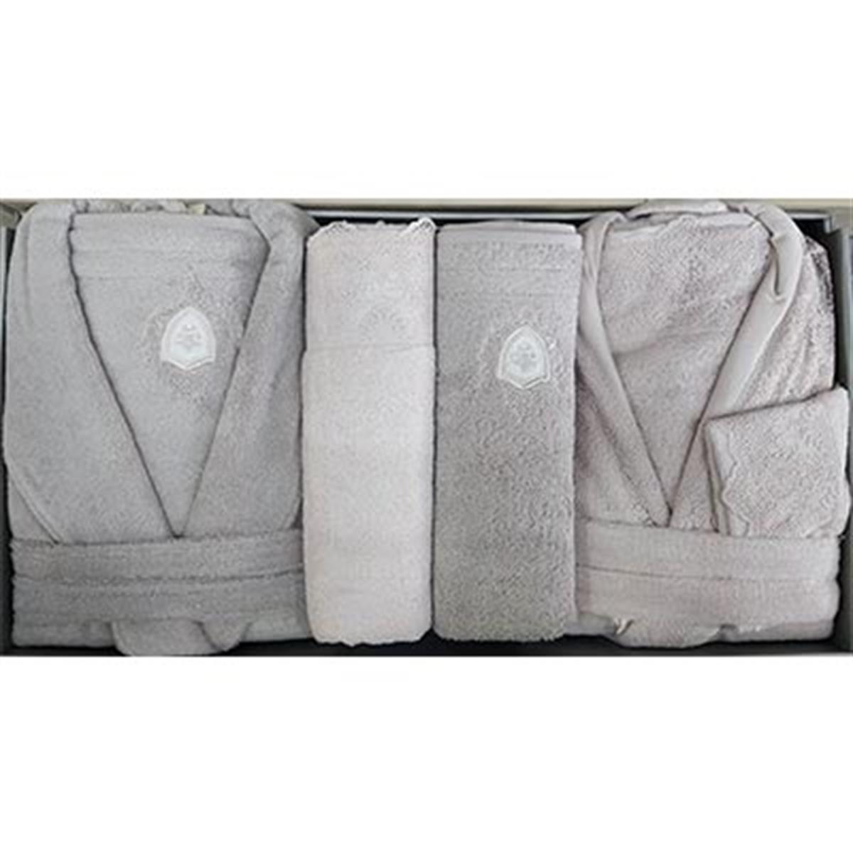 PUPİLLA AİLE BORNOZ SETİ PENYE SEVİLLA PUDRA - GRİ