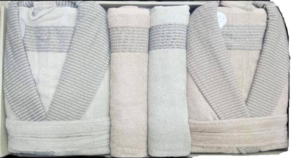 Pupilla Bambu Aile Bornoz Seti 6 Parça Heaven Gül Kurusu-Bej