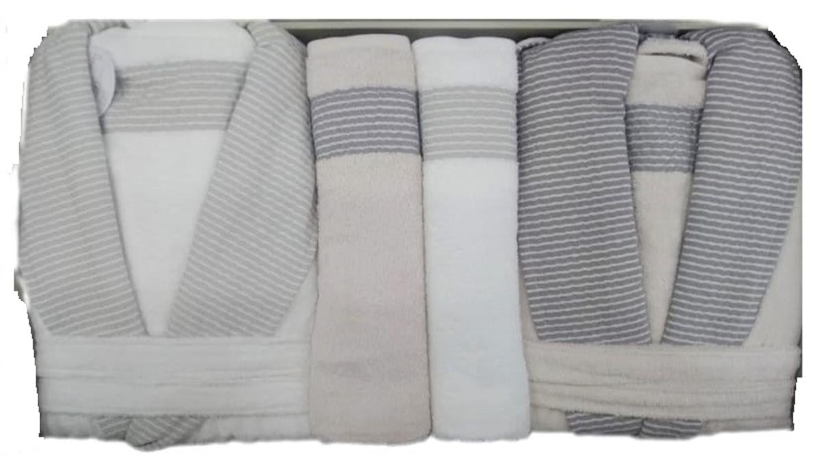 Pupilla Bambu Aile Bornoz Seti 6 Parça Heaven Pudra-Ekru