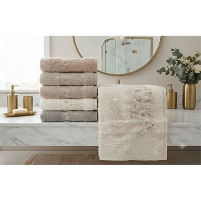 Pupilla Bambu Nakışlı Havlu 6 Lı 50*90 Karla Yaprak
