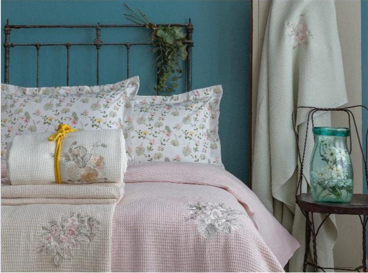 Pupilla Çift Kişilik Nakışlı Pike Takımı Dolce Ekru