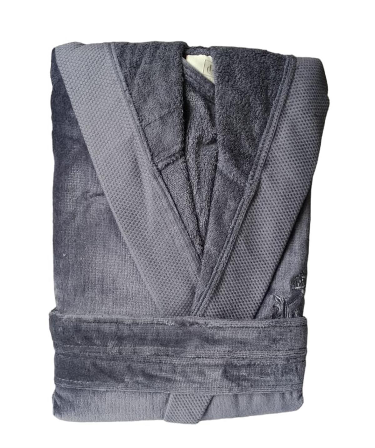 Pupilla Kadife Kapşonlu Bornoz Monaco Mor XLarge