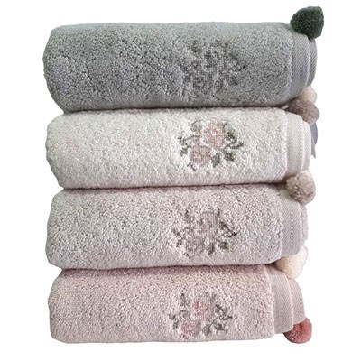 Pupilla Penye Nakışlı 4'Lü Paket El-Yüz Havlu 50*90 Sıla Ponpon