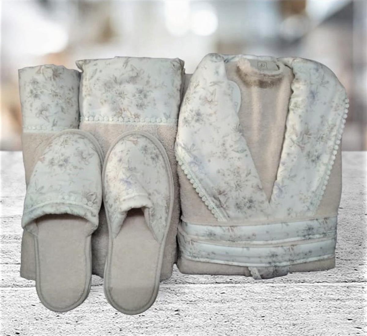 Pupilla Tek Kişilik Bornoz Set Lion Pudra