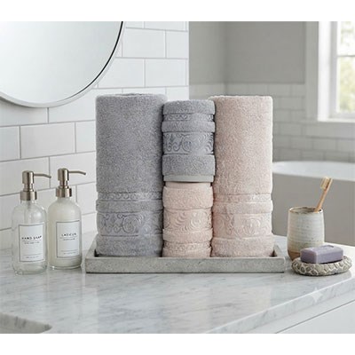Şıkel Hamam Takımı Cotton Krizantem Bej- Gri