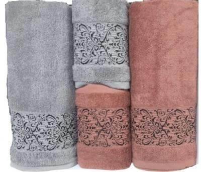 Şıkel Hamam Takımı Penye Sardunya Gül Kurusu-Gri