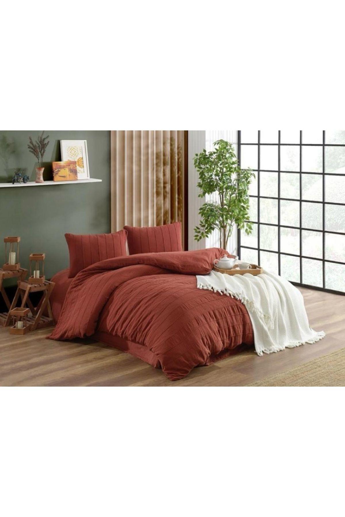 Şıkel Organic Pamuk Çift Kişilik Nevresim Takımı Patara Kahve