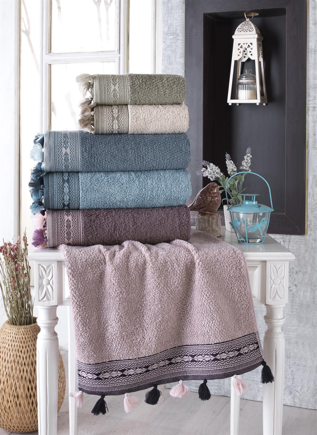 Şıkel Penye 6'Lı Havlu Seti 50*90 Ponponlu Kilim