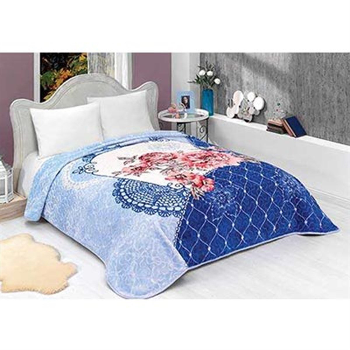 SOLANA ÇİFT KŞ. BATTANİYE 220X240 989 MAVİ