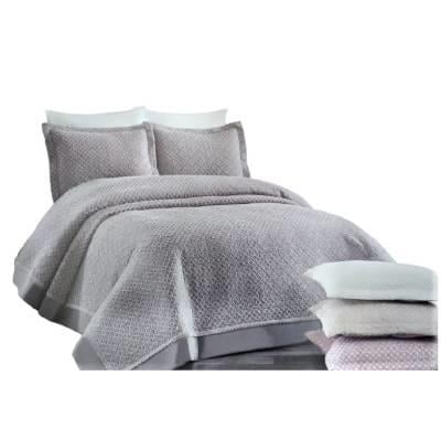 Star Butik Nakışlı Çift Kişilik Yatak Örtüsü Gri
