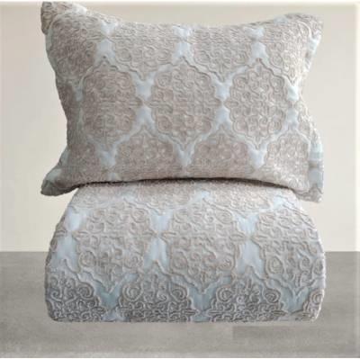 Star Zara Nakışlı Çift Kişilik Yatak Örtüsü Krem Cappiccino