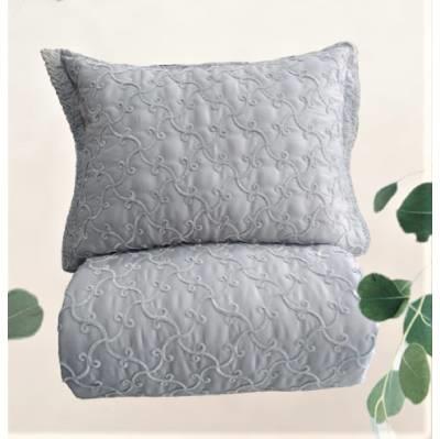 Zen Eslem Nakışlı Çift Kişilik Yatak Örtüsü Gri