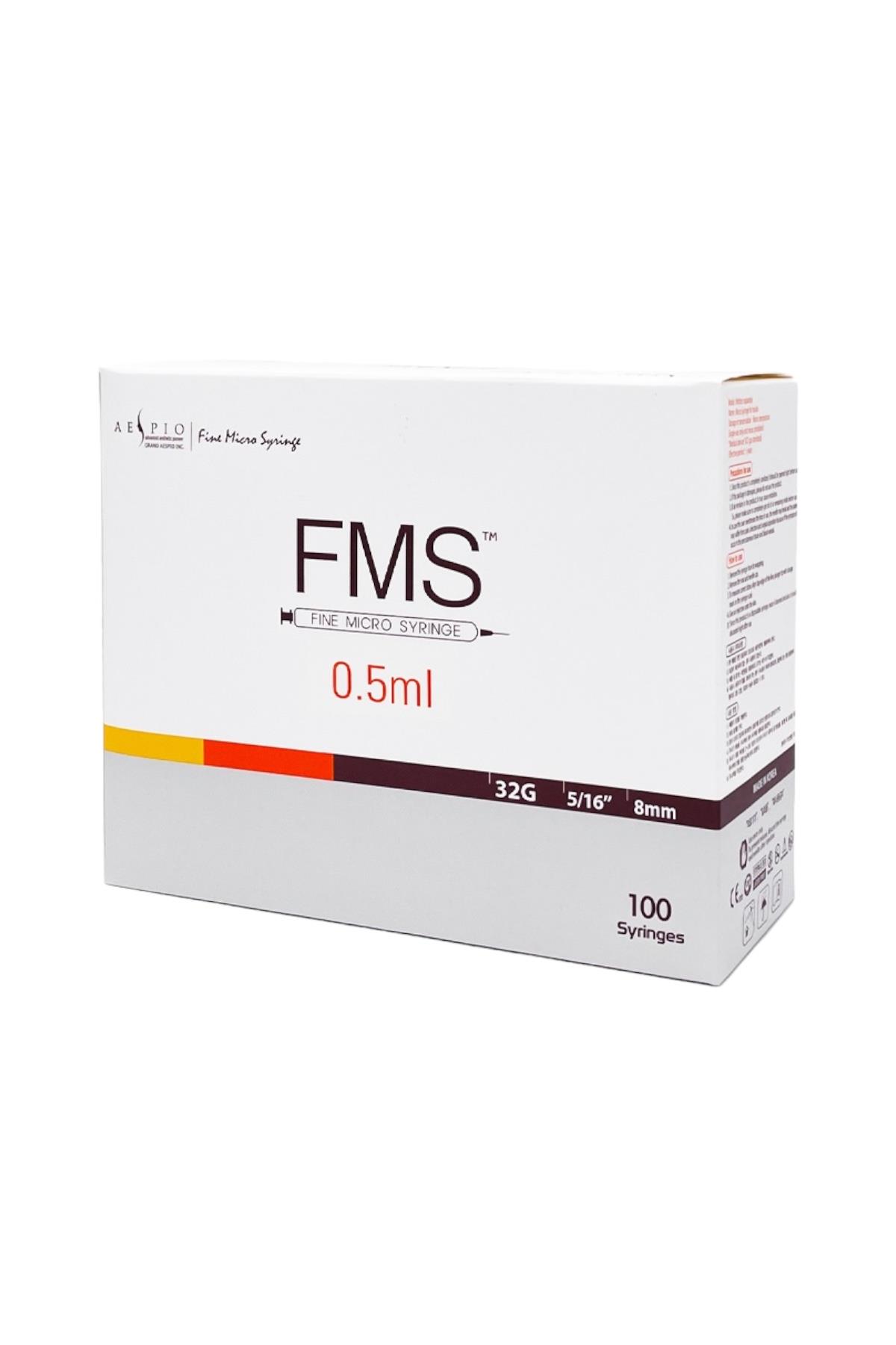 FMS Ultra İnce 0,5 ml 32 G 8mm Botoks Enjektörü(100 Adet)