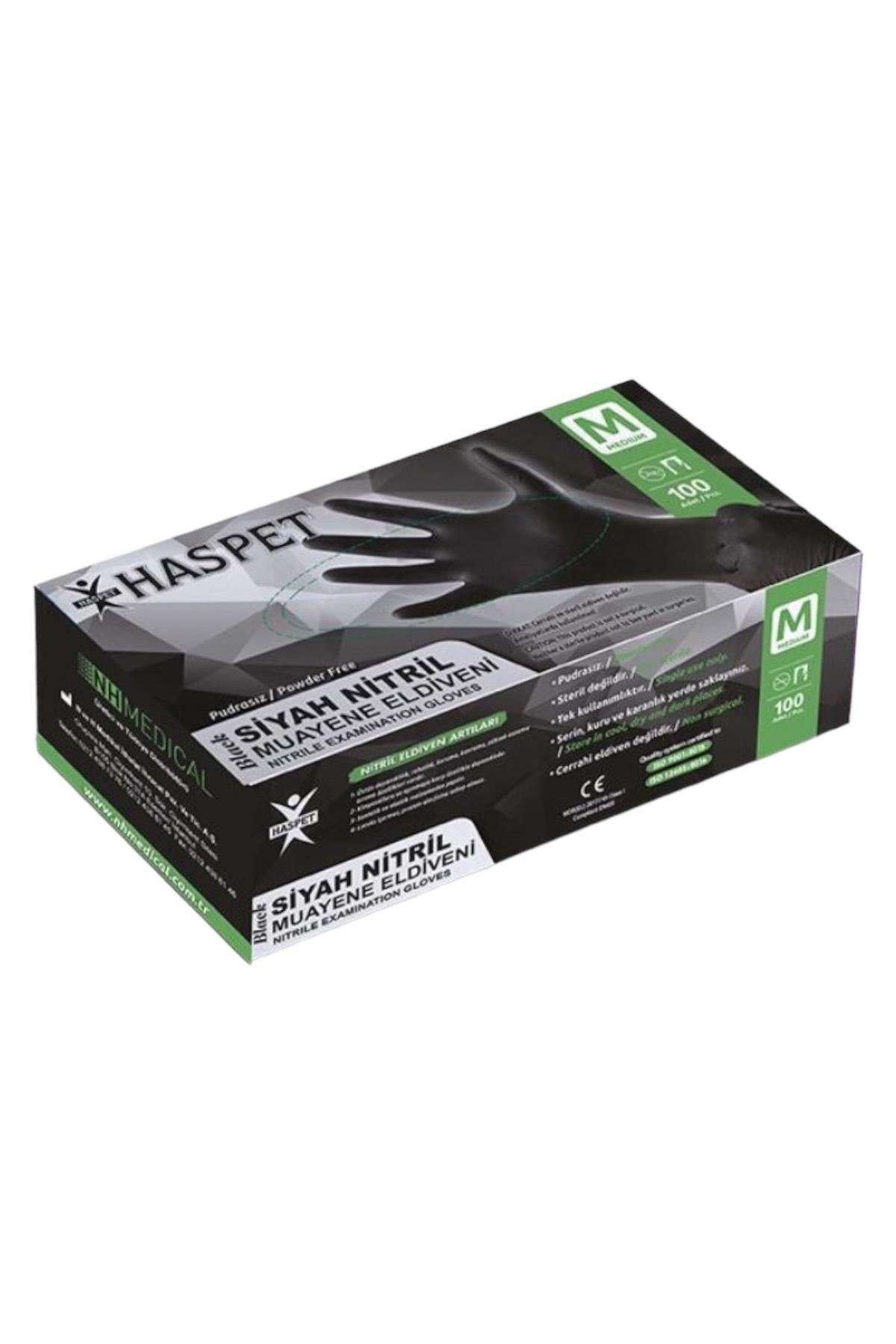 Siyah Nitril Pudrasız Eldiven 100'Lü