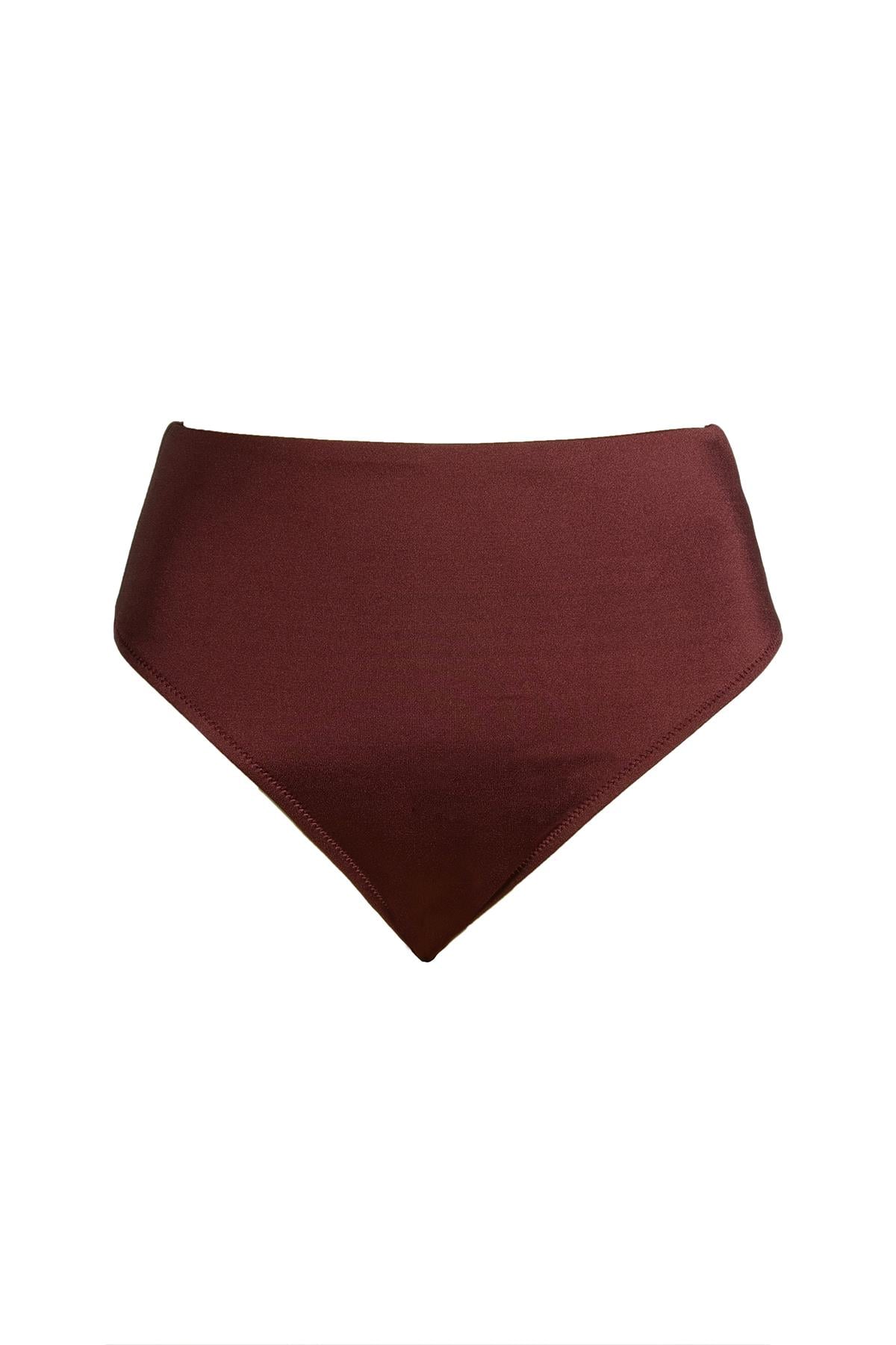 Endeep Kadın Hipster Yüksek Bel Bordo Bikini Altı