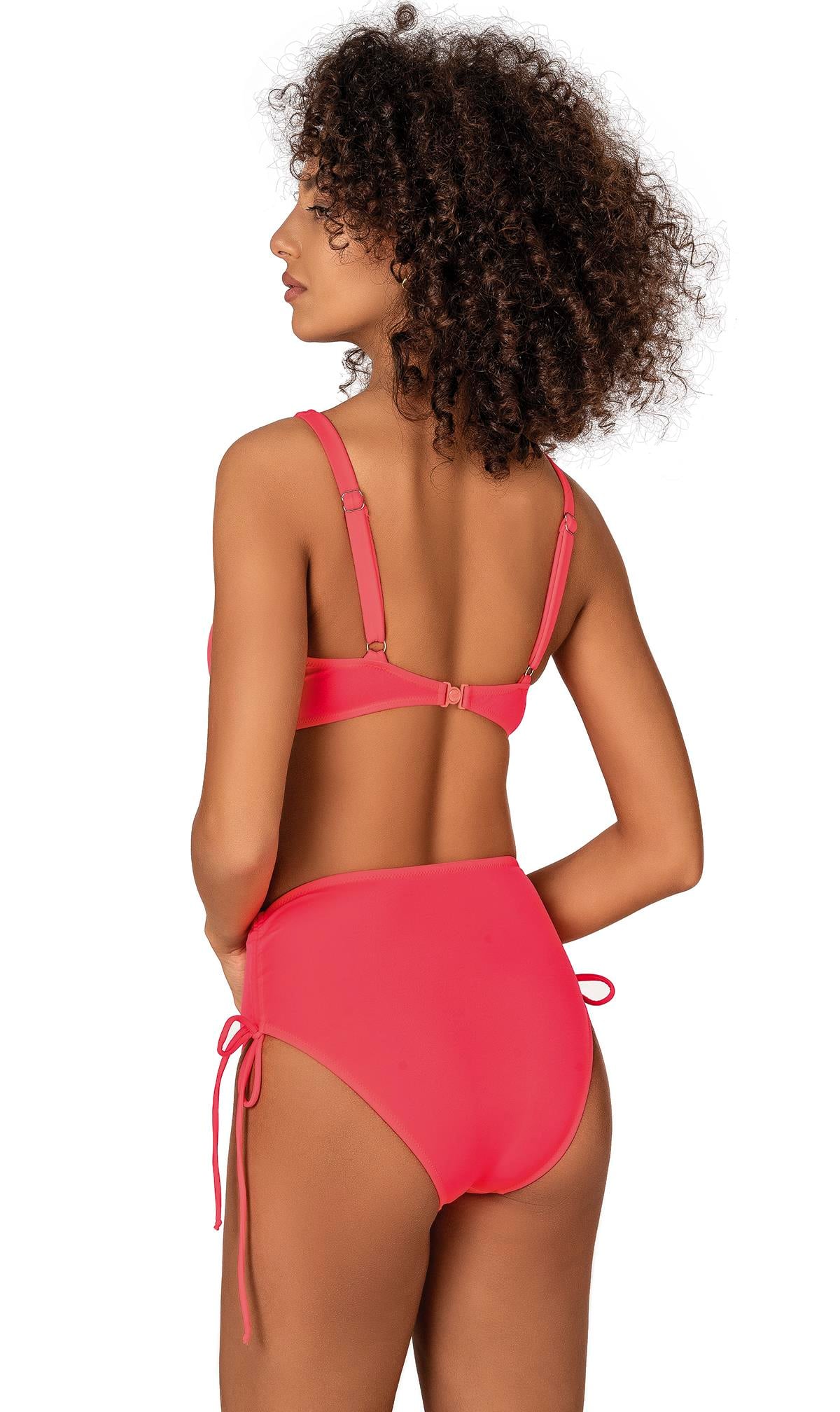 Endeep Kadın Büyük Beden Balenli Destekli Bağlama Detaylı Pembe Bikini Takımı
