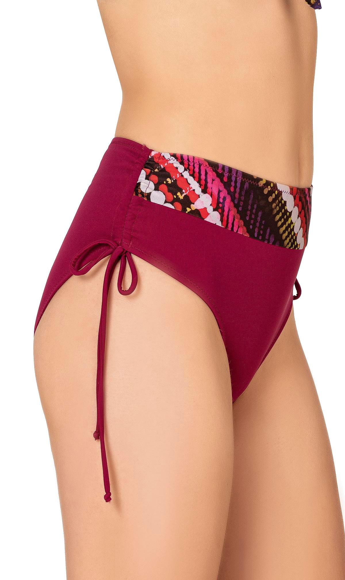 Endeep Kadın Büyük Beden Balenli Destekli Bordo Desenli Bikini Takımı