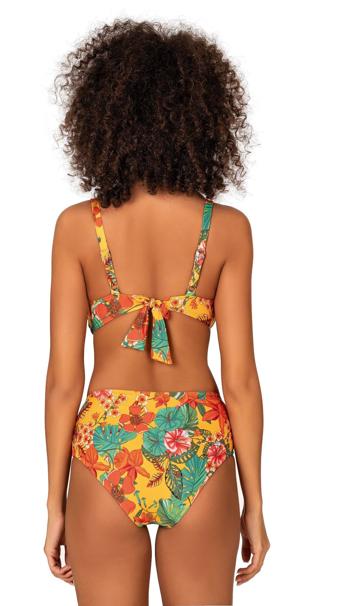 Endeep Kadın Büyük Beden Destekli Büzgü Detaylı Çiçek Desenli Bikini Takımı