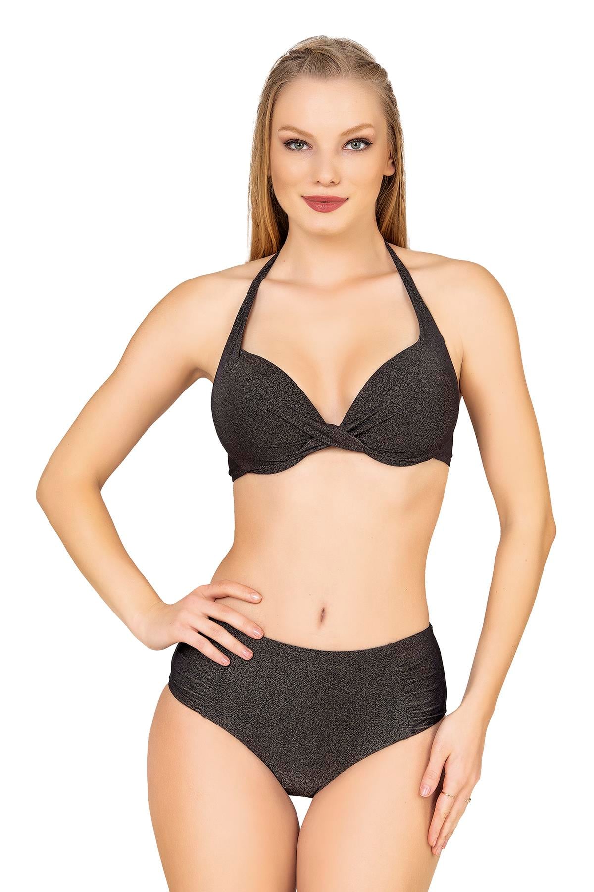 Endeep Kadın Balenli Destekli Yüksek Bel Bikini Takımı