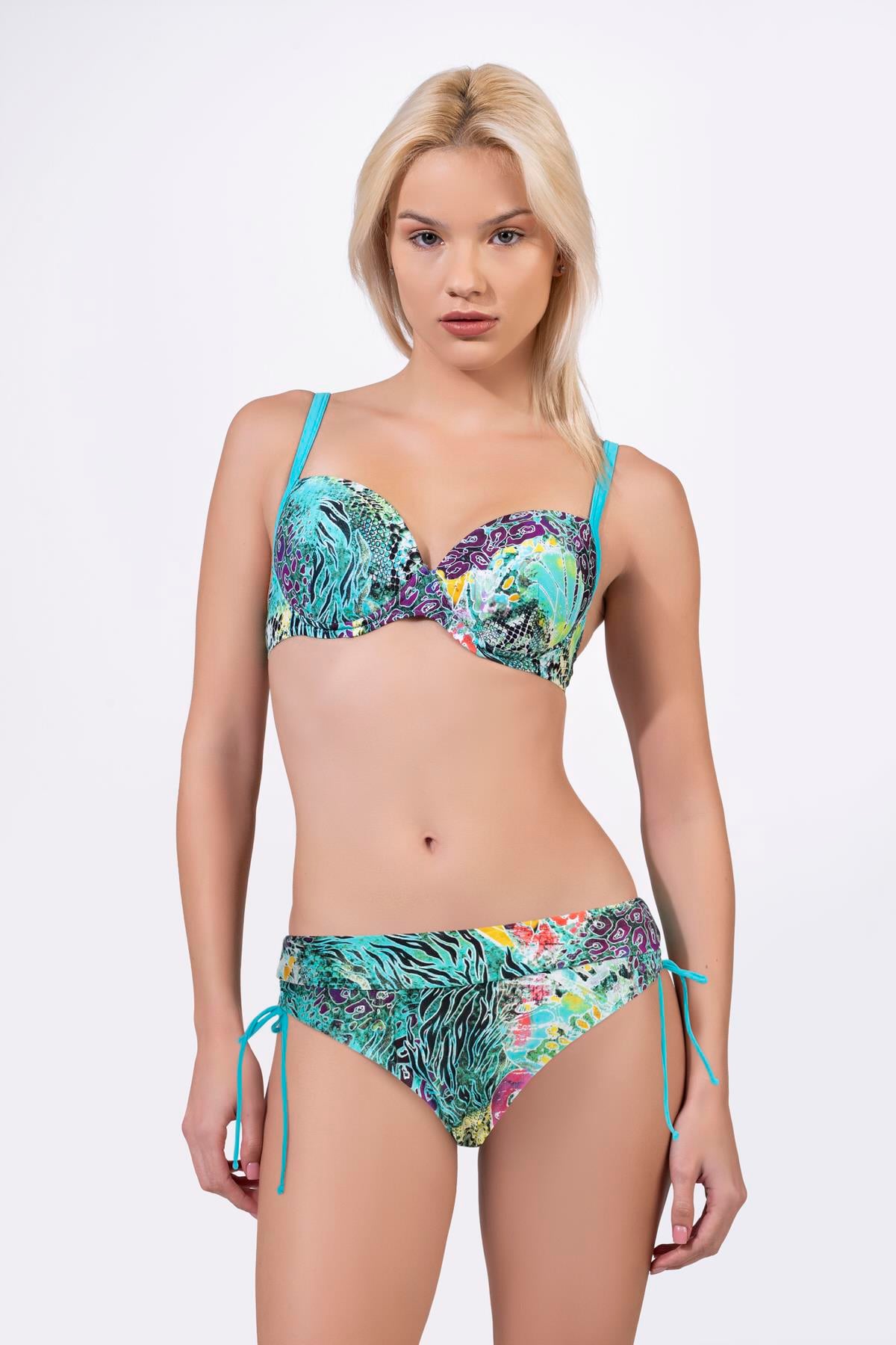 Endeep Kadın Balenli Destekli Desenli Mavi Bikini Takımı