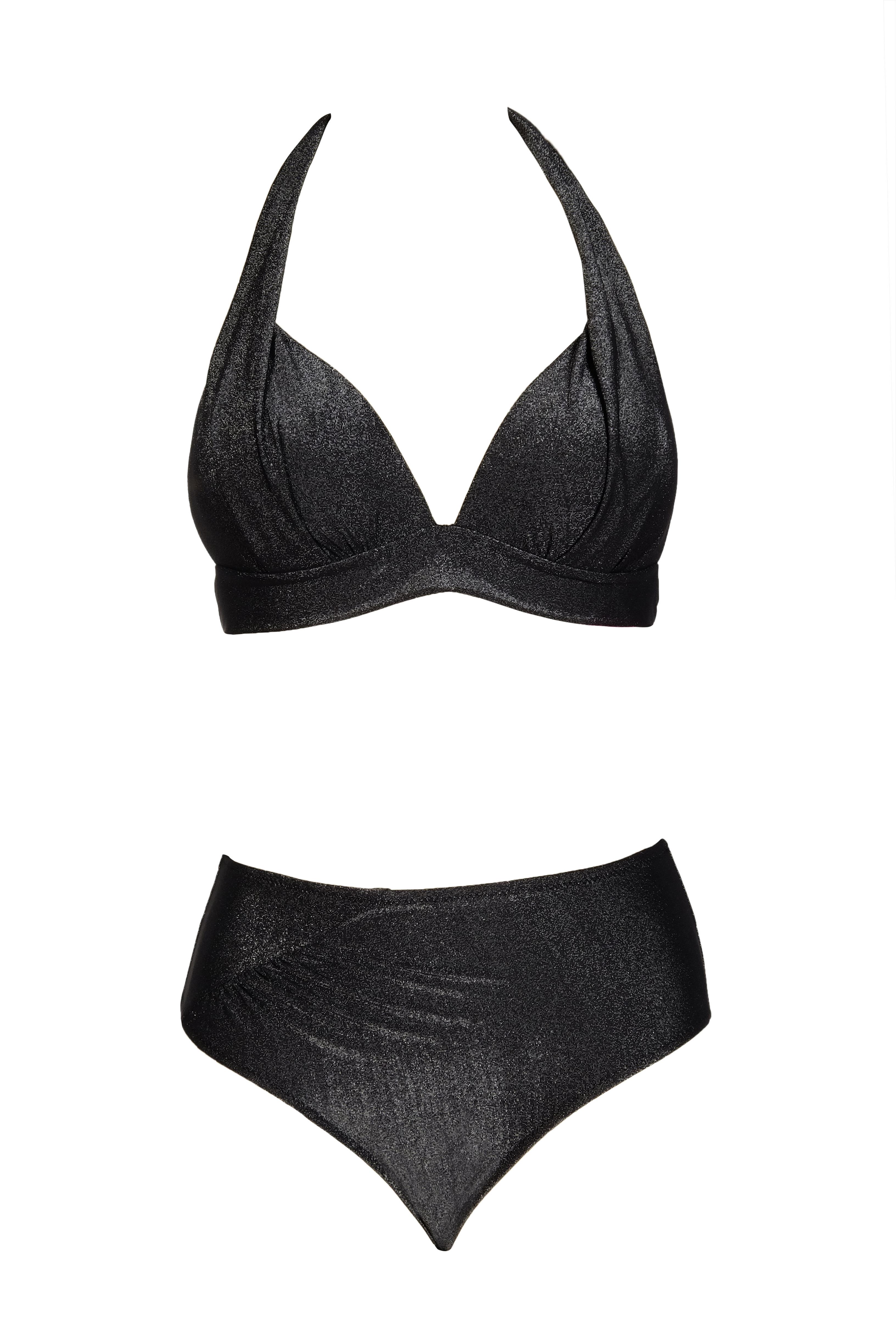 Beria Kadın Yarım Dolgulu Simli Siyah Bikini Takımı