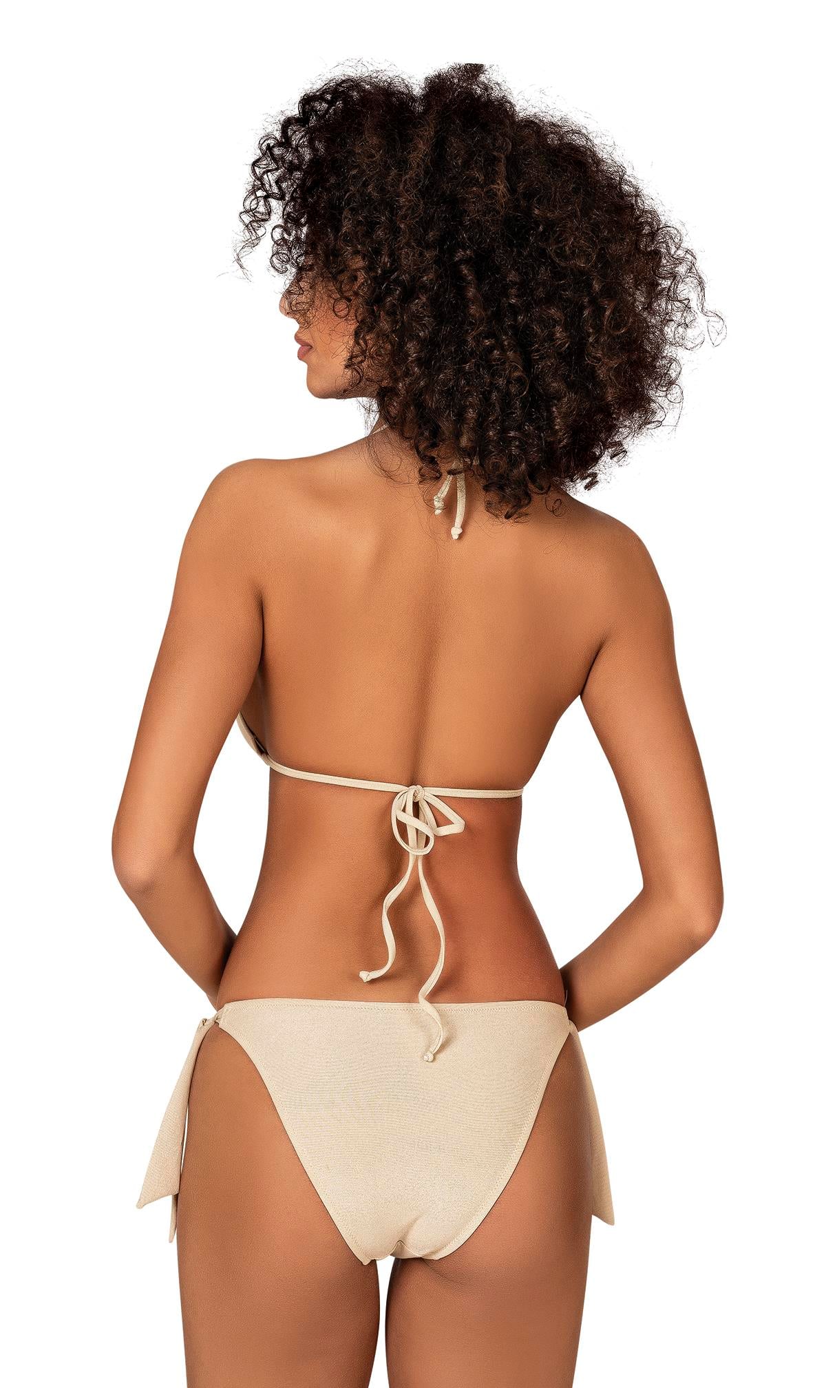 Endeep Kadın Yarım Dolgulu Aksesuarlı Simli Bej Bikini Takımı