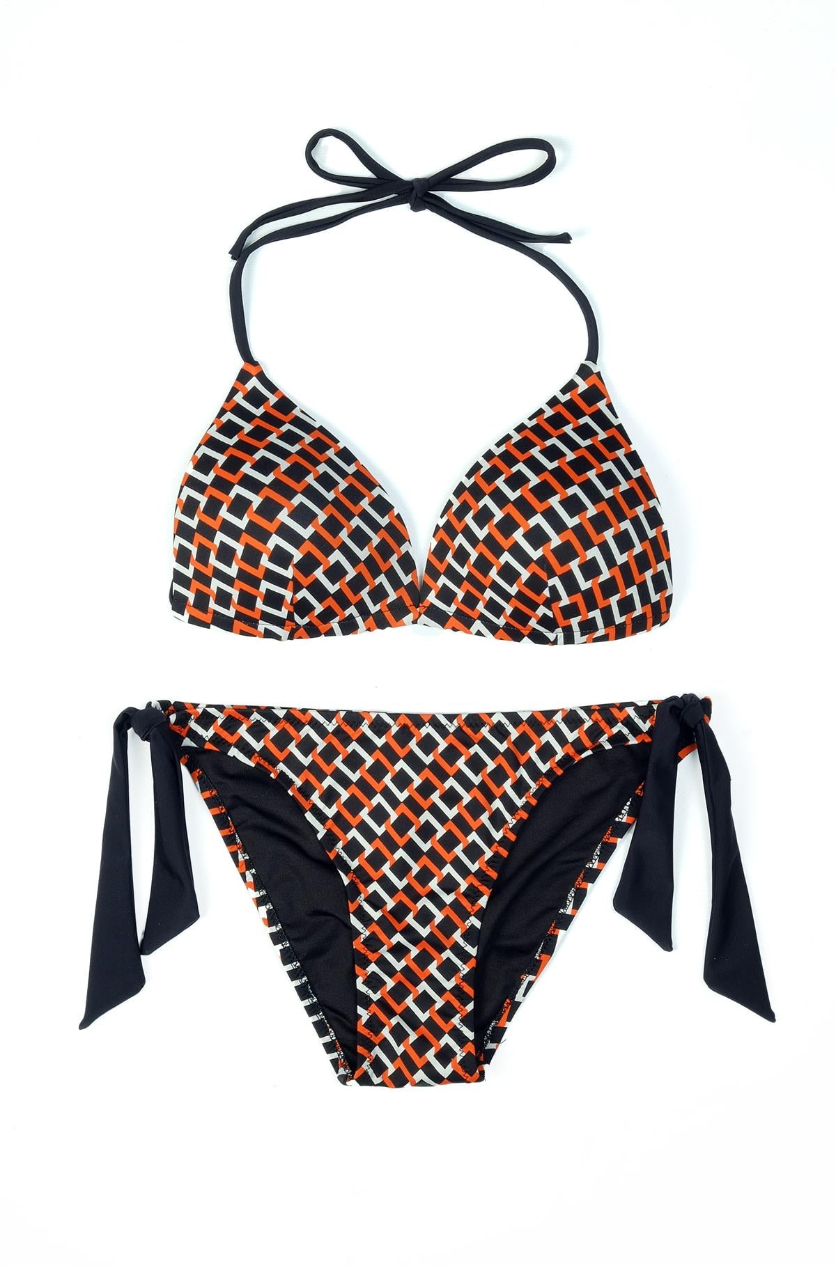 Beria Kadın Üçgen Yarım Dolgulu Kare Desenli Bikini Takımı