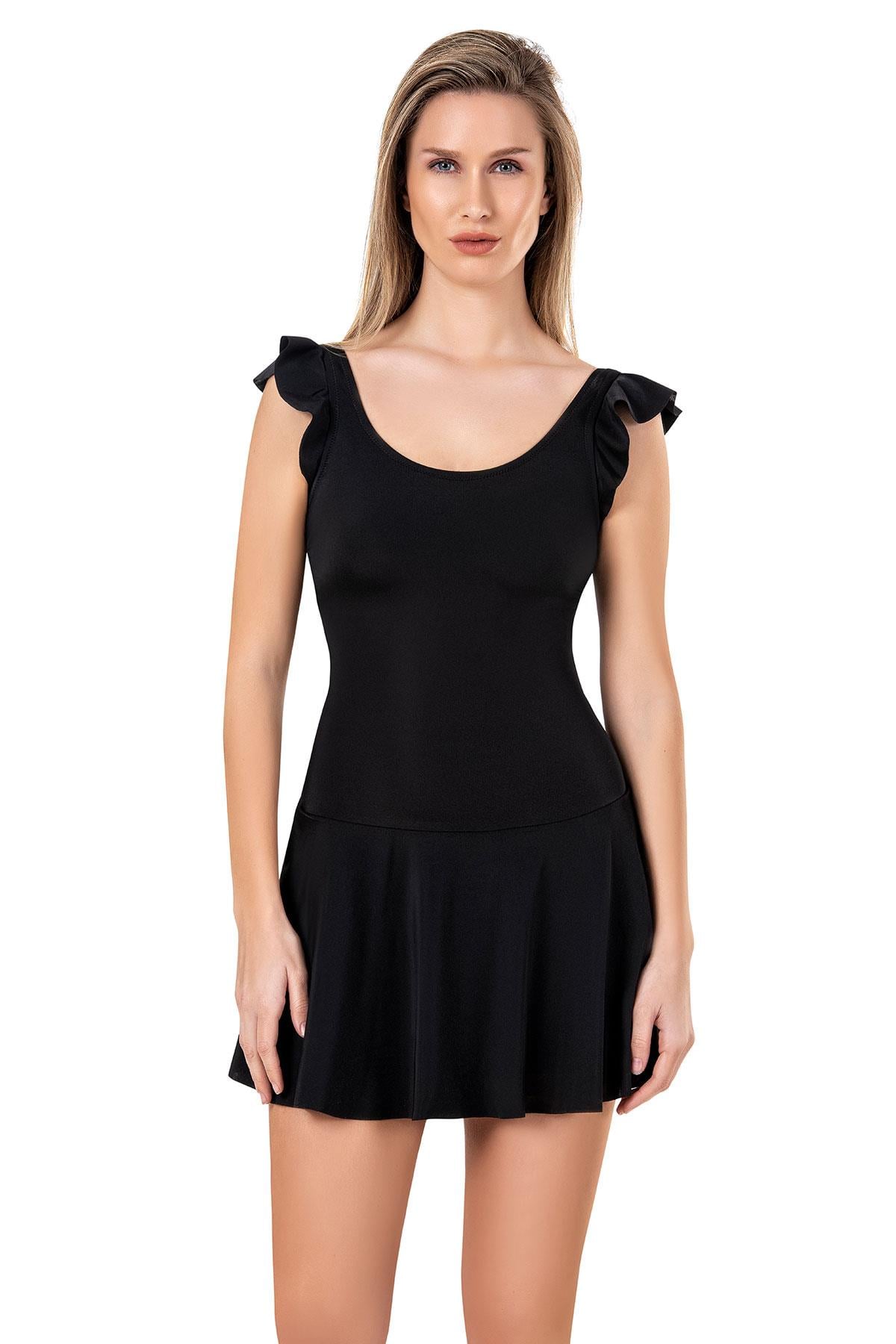 Endeep Kadın Fırfır Detaylı Etekli Haki Mayo