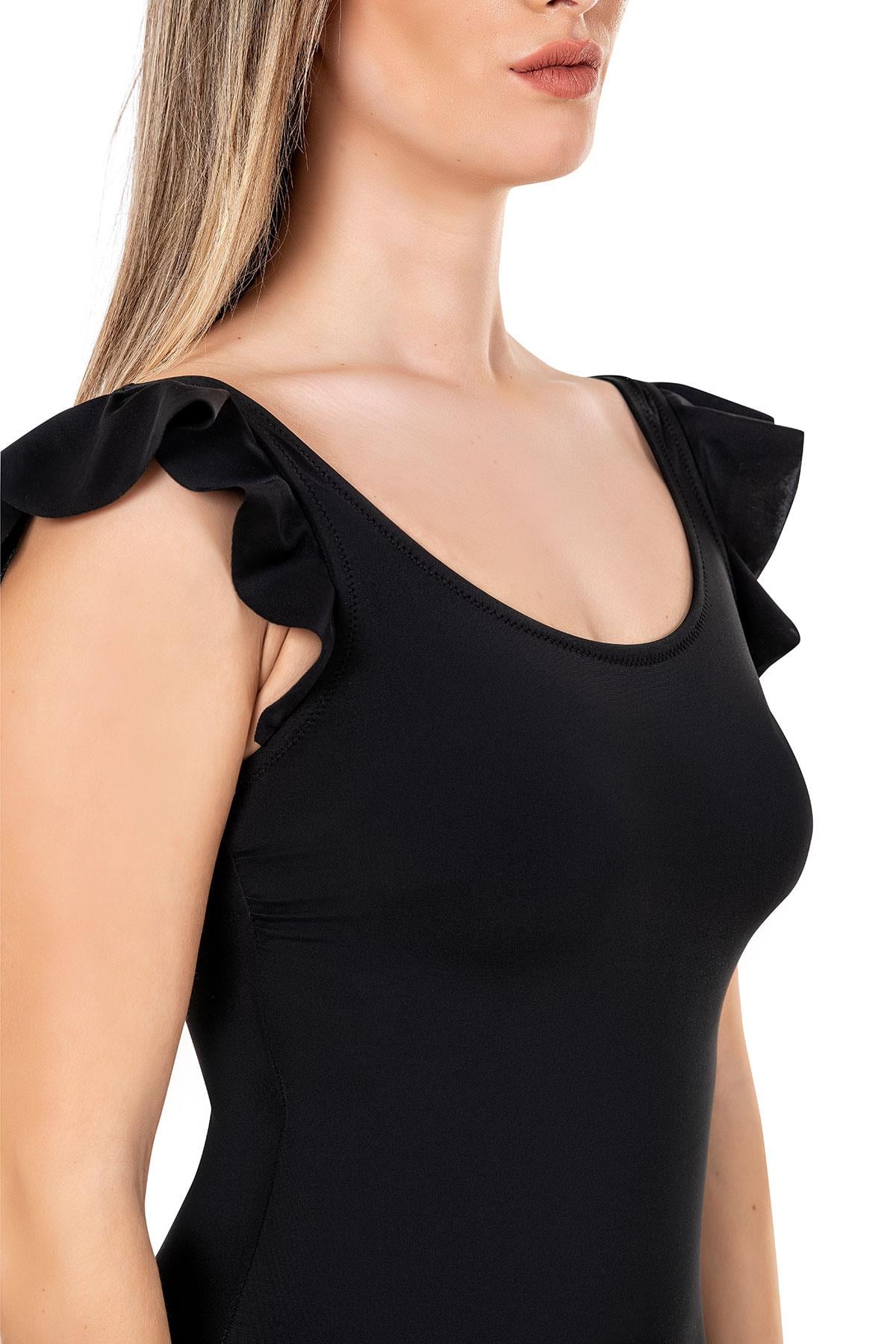 Endeep Kadın Fırfır Detaylı Etekli Haki Mayo