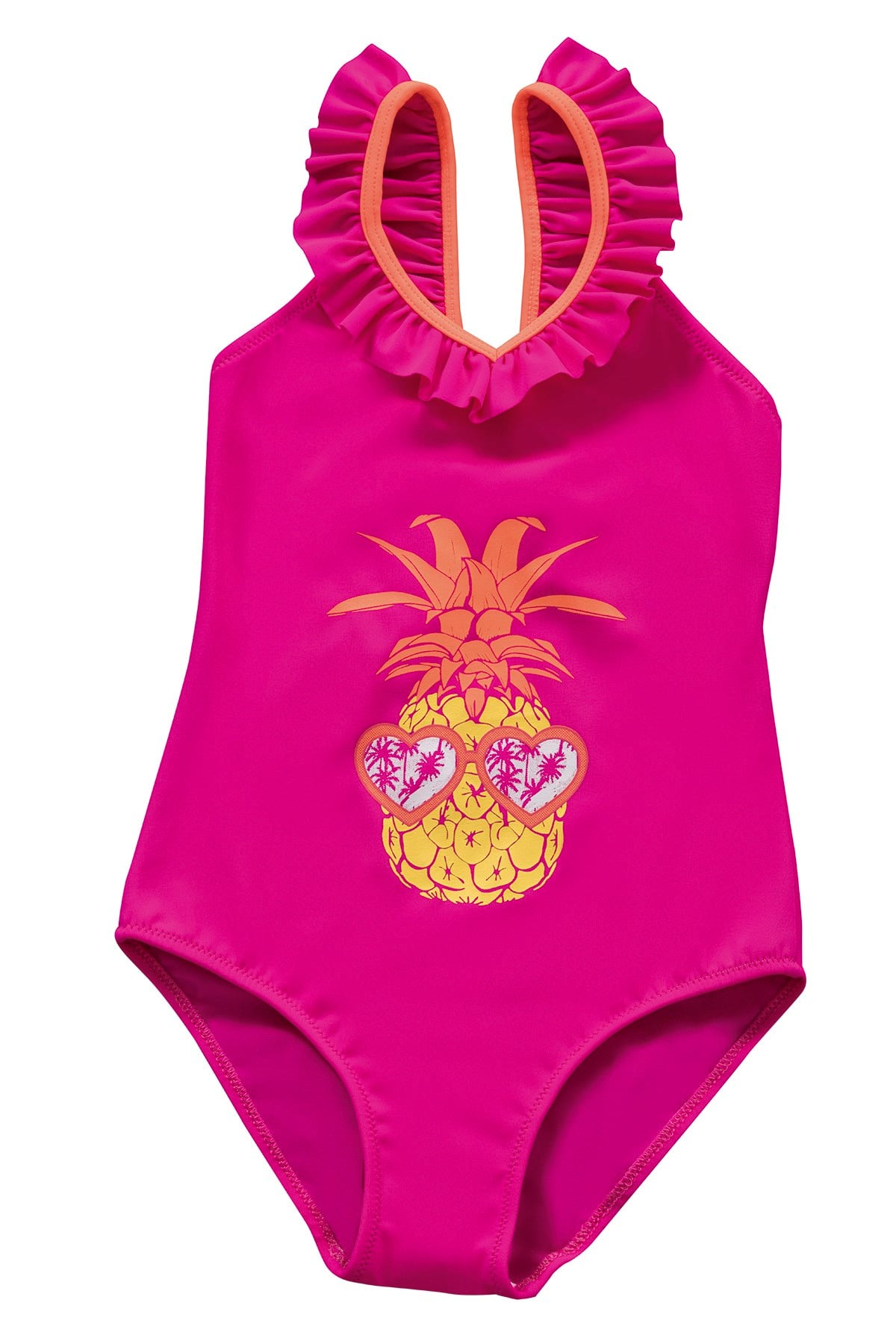 Endeep Kız Çocuk Yaka Fırfırlı Fuşya Mayo